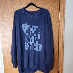 Aerie Navy Crewneck Sweater with Graphic, Size Xl